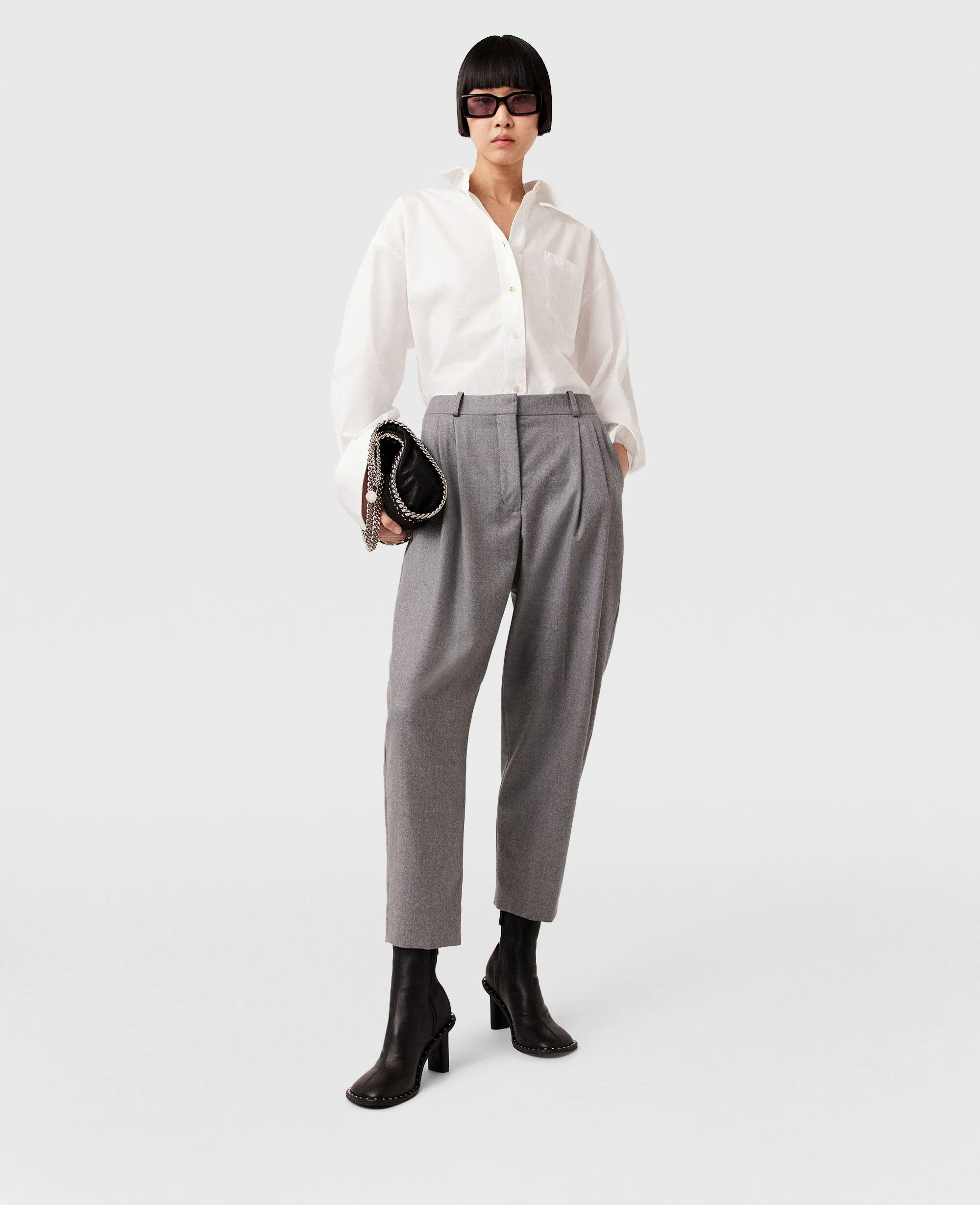 Pleated High-Rise Wool Pants