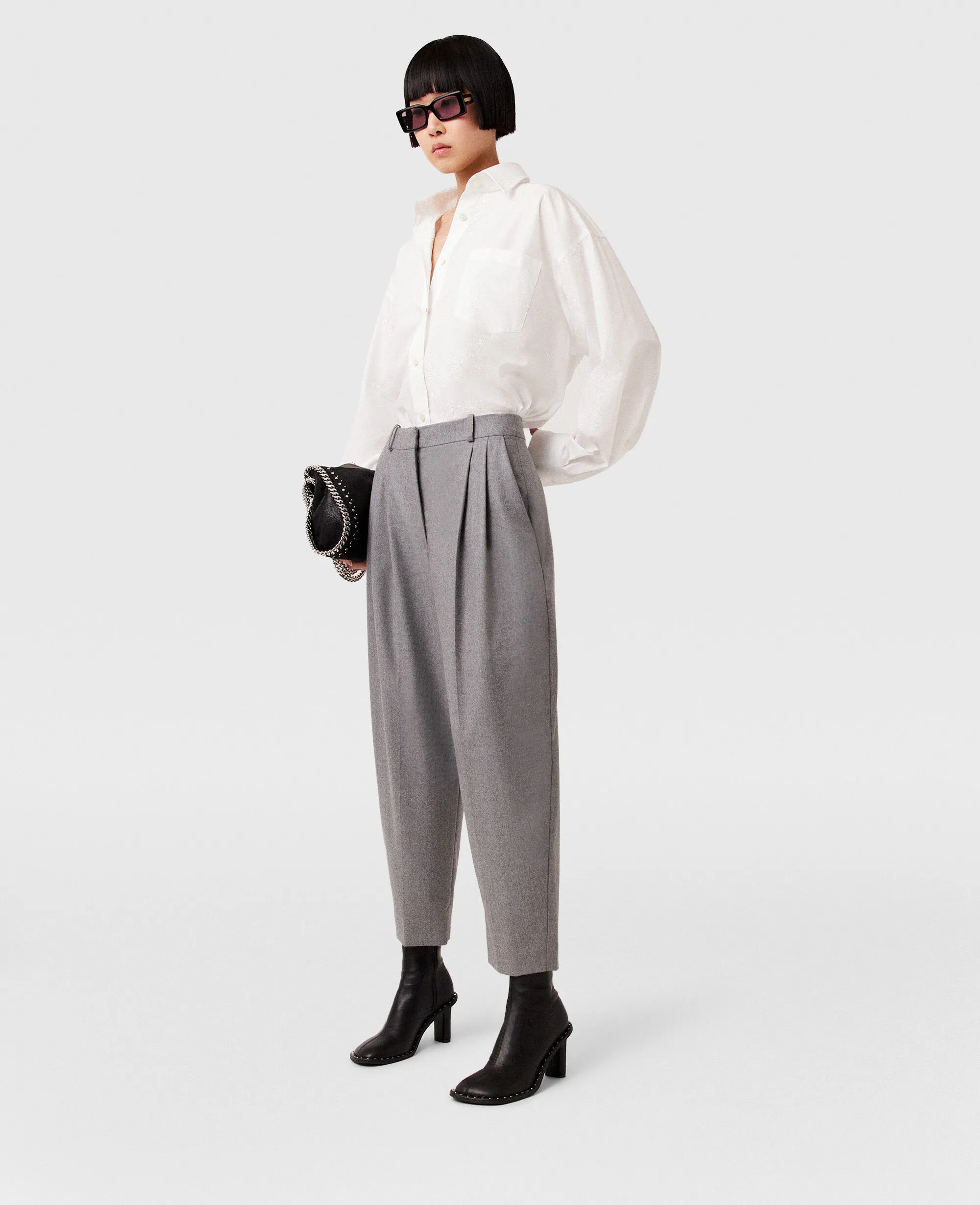 Pleated High-Rise Wool Pants