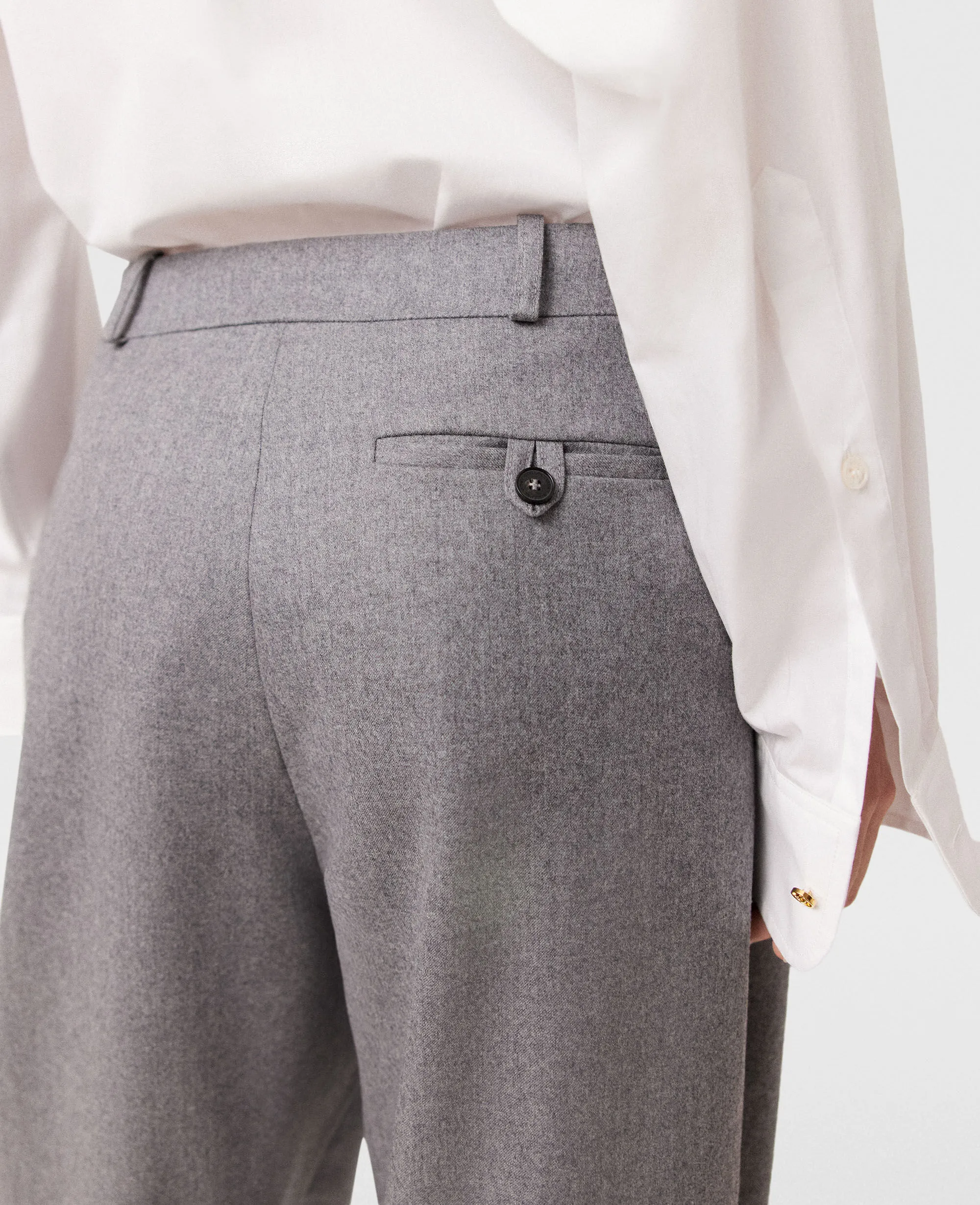 Pleated High-Rise Wool Pants