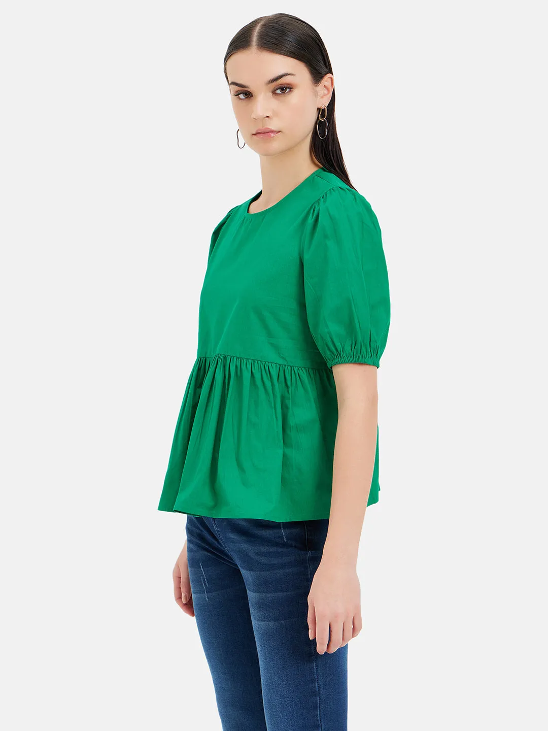 Poplin Peplum Top