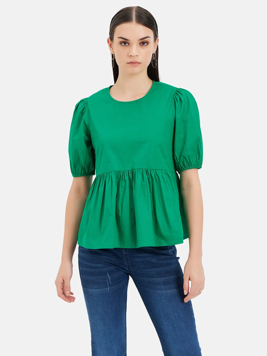 Poplin Peplum Top