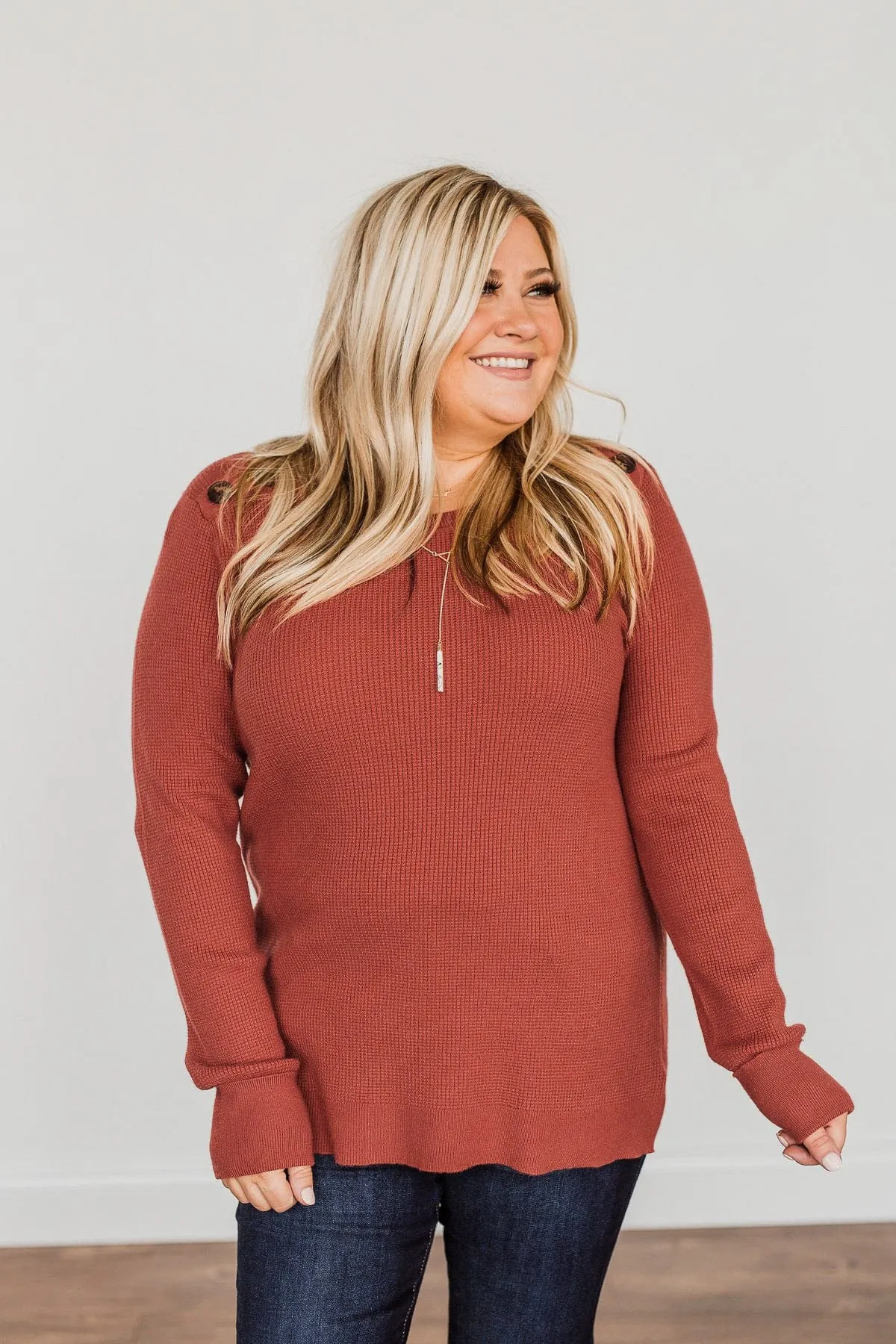 Reasons To Smile Knit Sweater- Rust