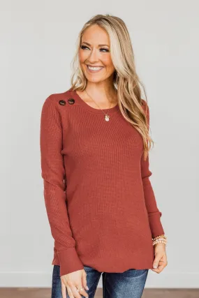 Reasons To Smile Knit Sweater- Rust