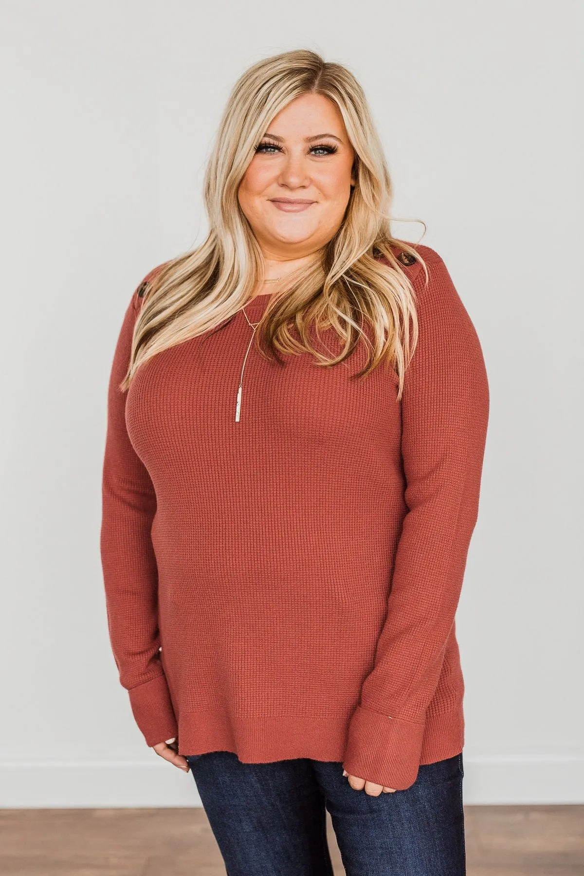 Reasons To Smile Knit Sweater- Rust