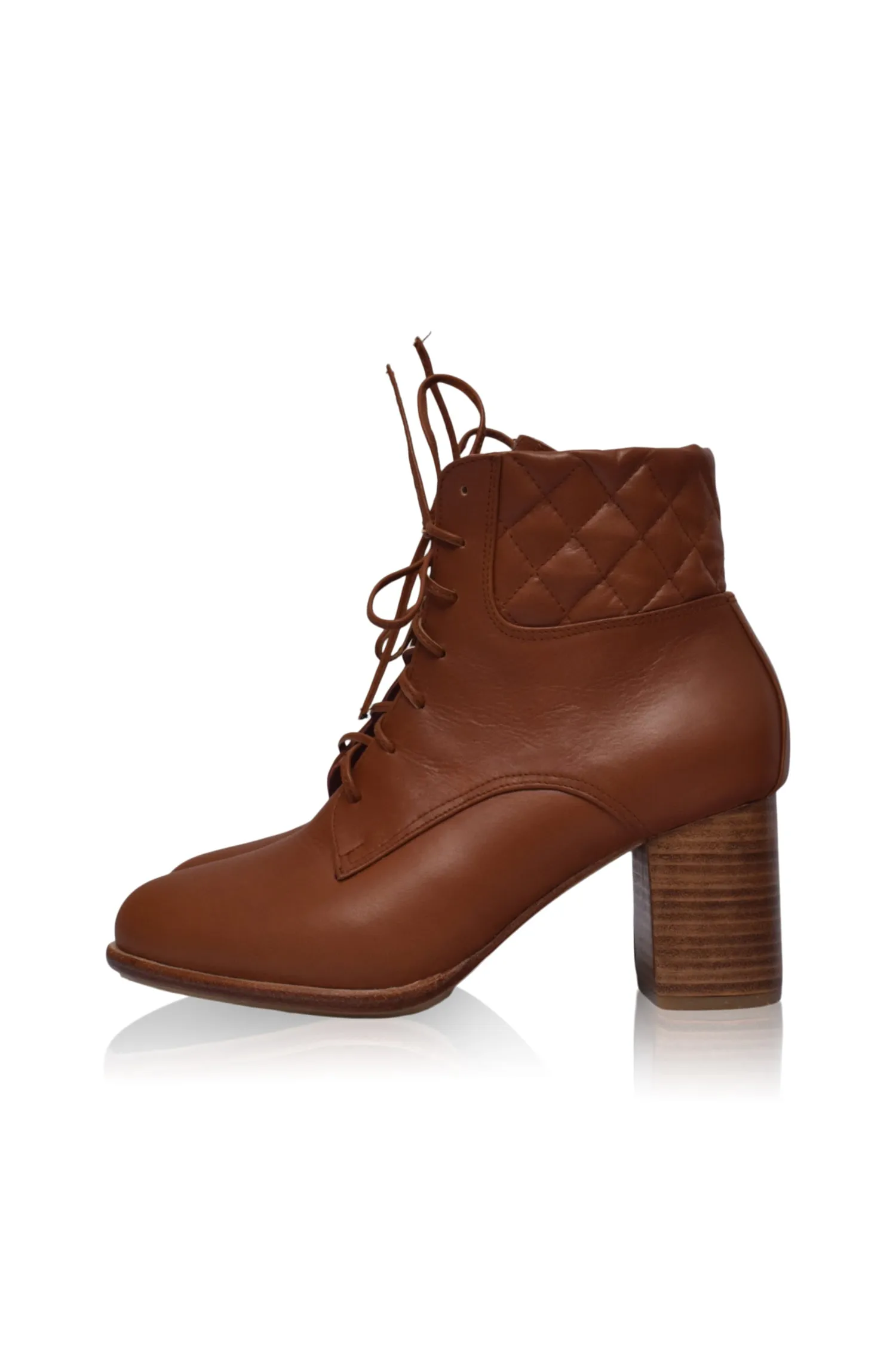 Rising Mara Leather Heel Booties in Vintage Camel