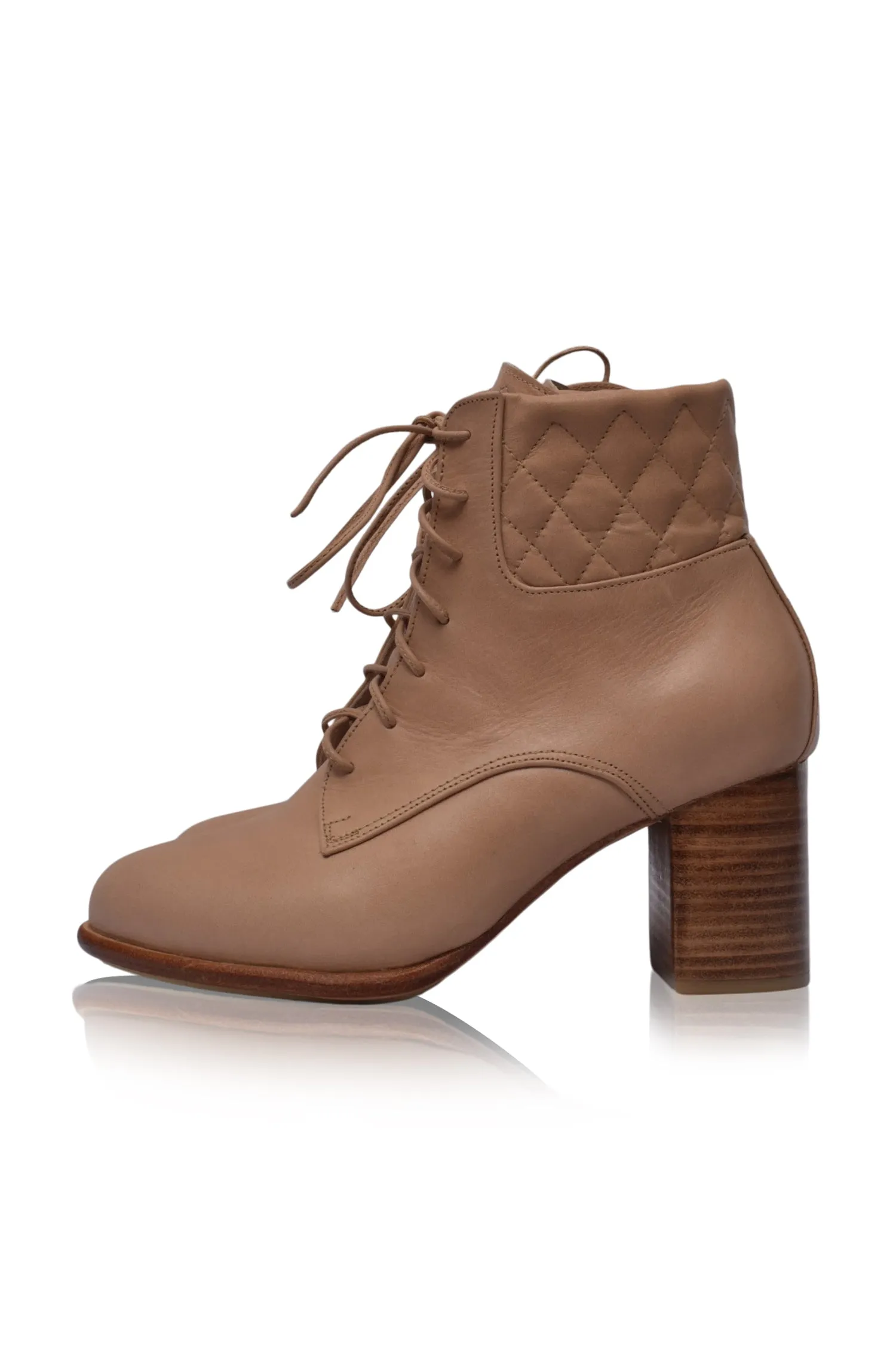 Rising Mara Leather Heel Booties in Vintage Camel