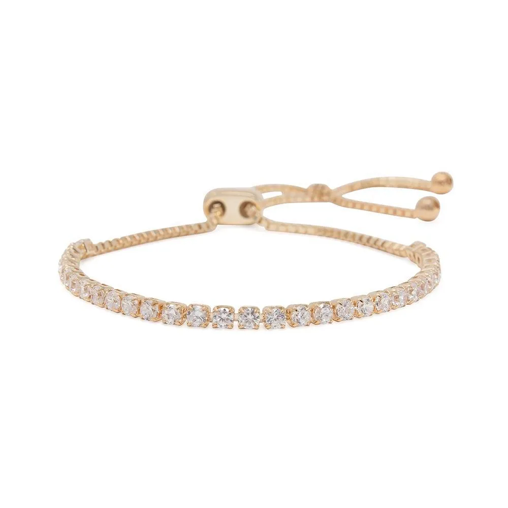 Rose Gold Plated Tiny Square CZ Slide Tennis Bracelet