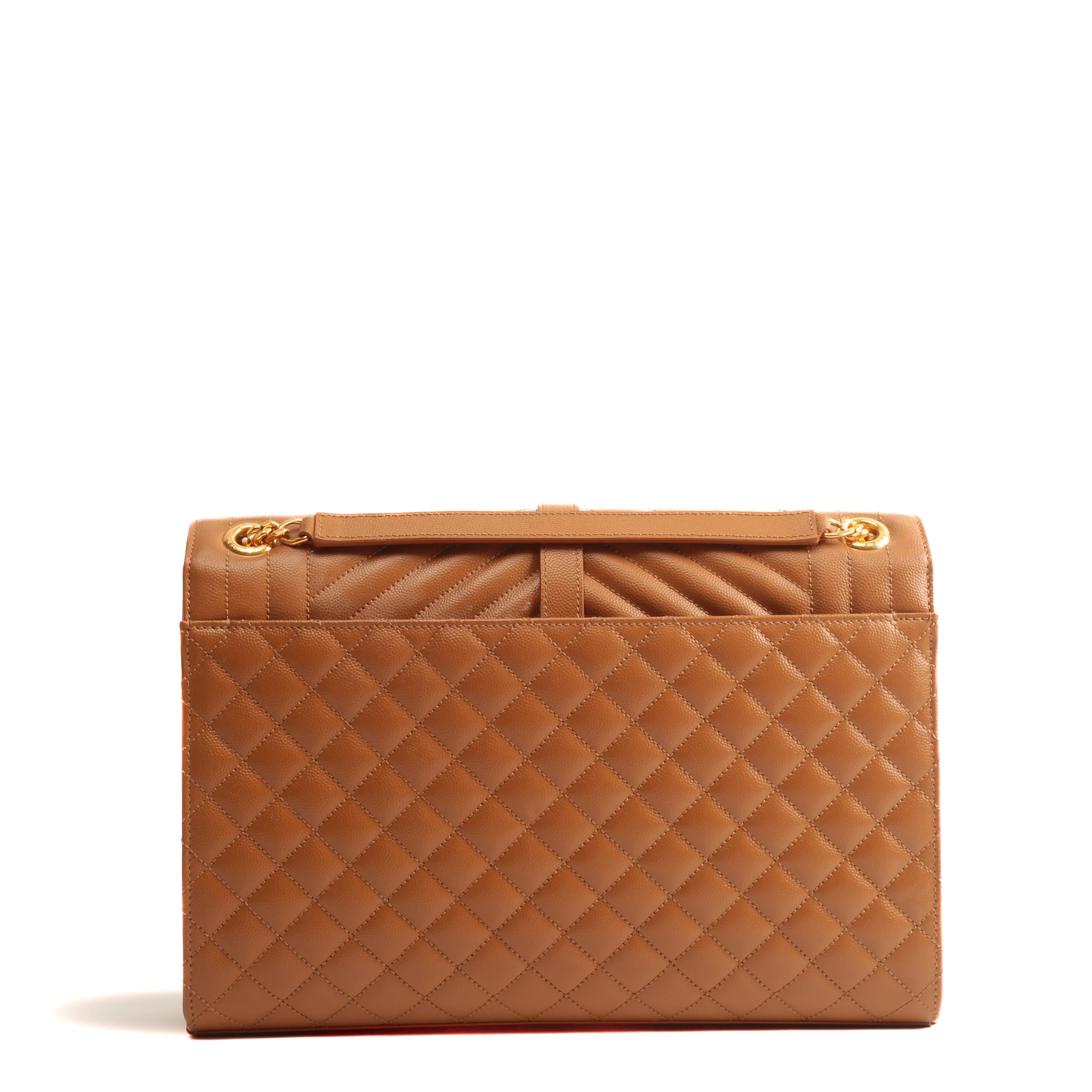 SAINT LAURENT Large Tri-quilt Envelope Flap Bag - Camel