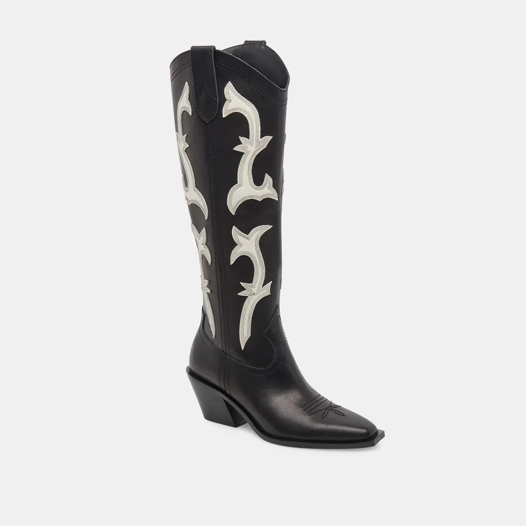 SAMARE BOOTS BLACK WHITE LEATHER– Dolce Vita 6971241726018