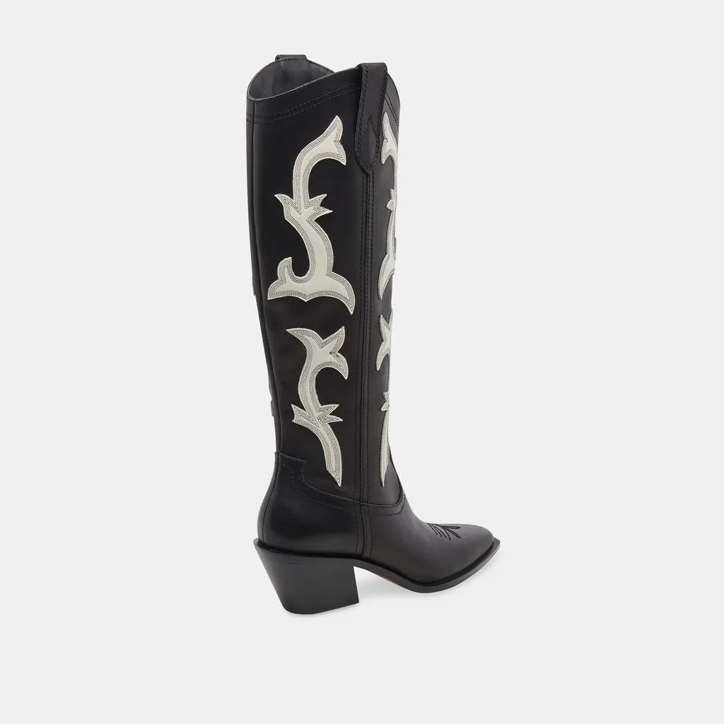 SAMARE BOOTS BLACK WHITE LEATHER– Dolce Vita 6971241726018