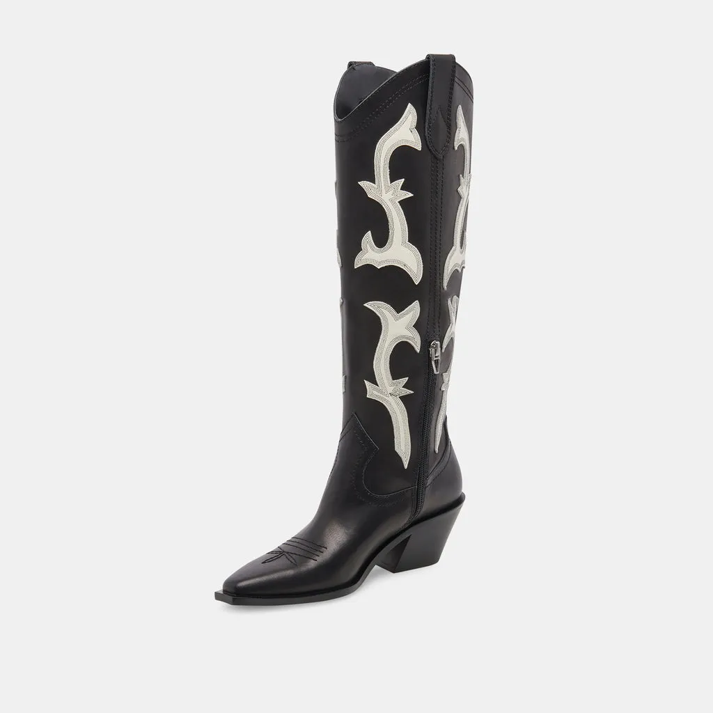 SAMARE BOOTS BLACK WHITE LEATHER– Dolce Vita 6971241726018