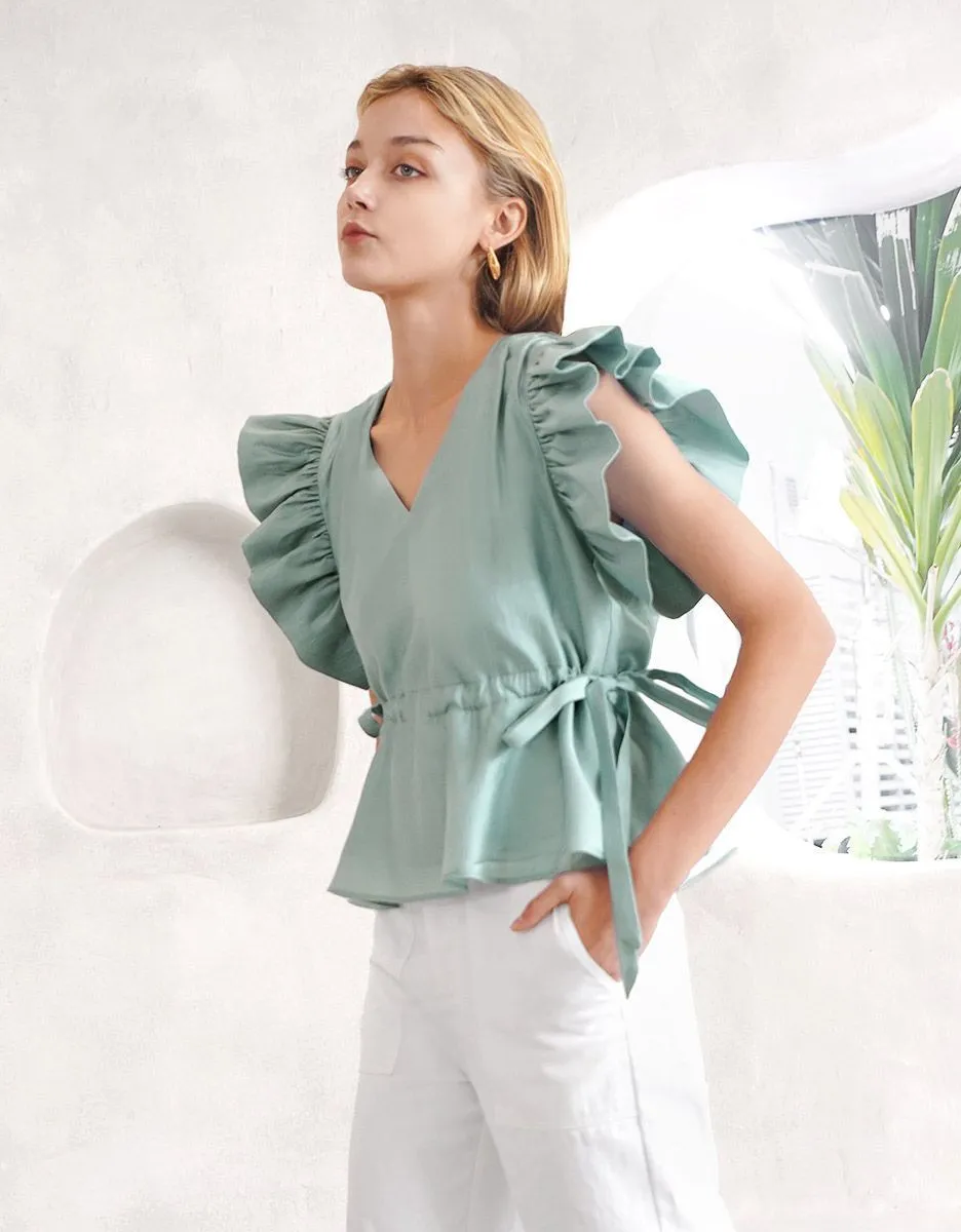 SaturdayClub  |Casual Style Nylon Peplum Sleeveless Plain Medium