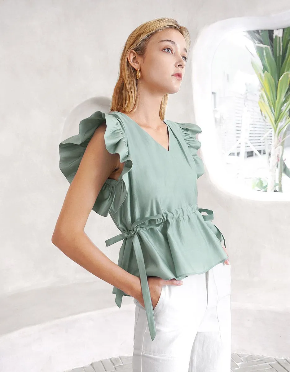 SaturdayClub  |Casual Style Nylon Peplum Sleeveless Plain Medium