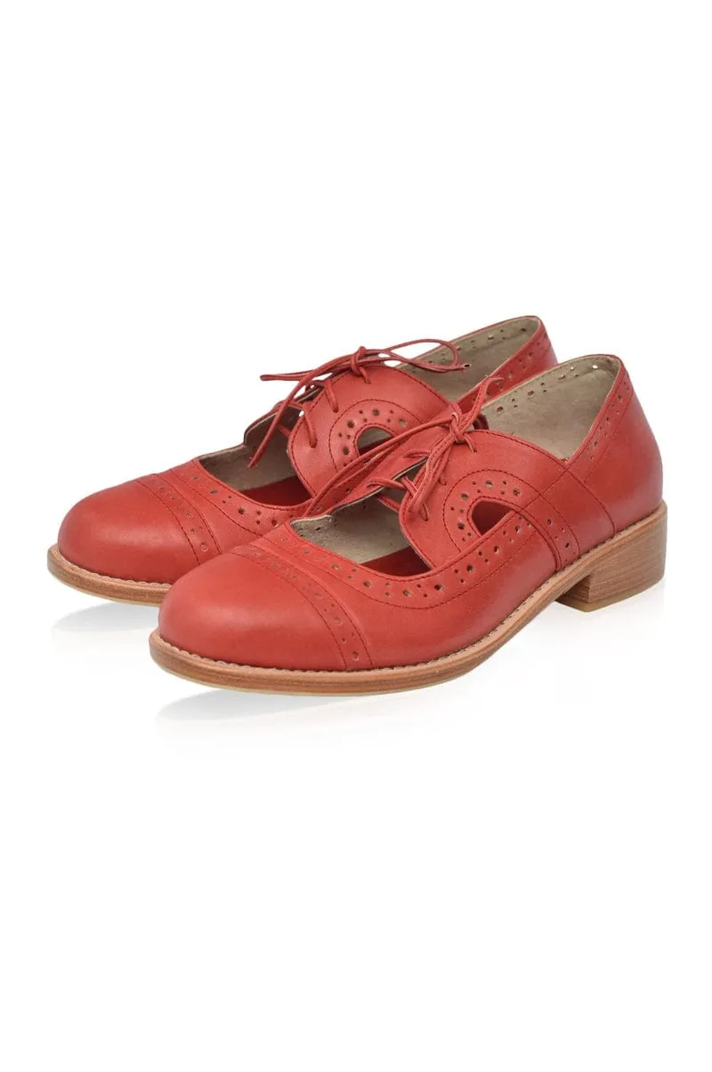 Scandinavia Leather Oxfords in Vintage Red