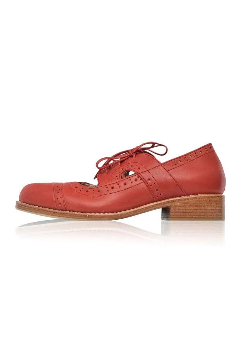 Scandinavia Leather Oxfords in Vintage Red