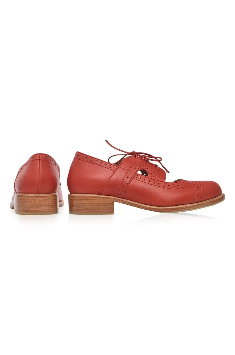 Scandinavia Leather Oxfords in Vintage Red