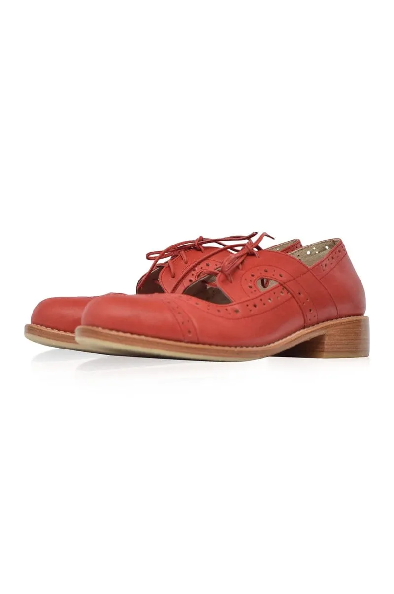 Scandinavia Leather Oxfords in Vintage Red