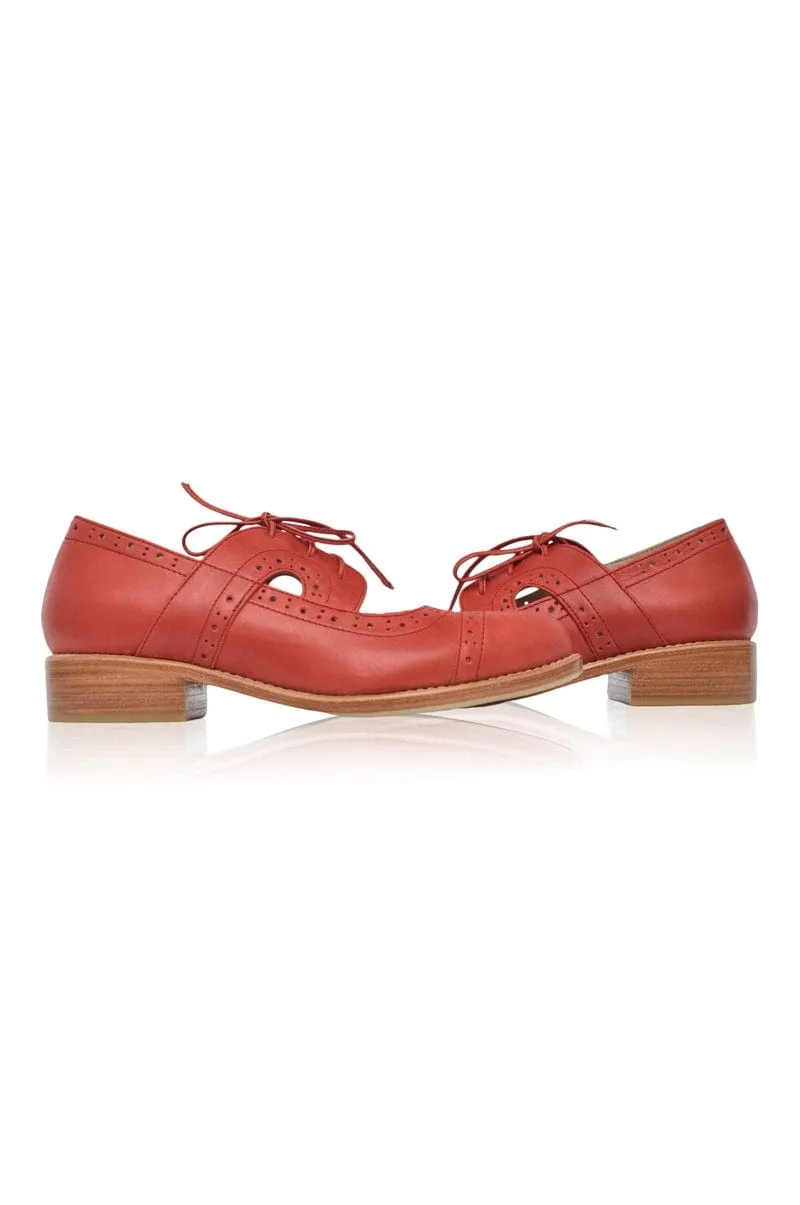 Scandinavia Leather Oxfords in Vintage Red