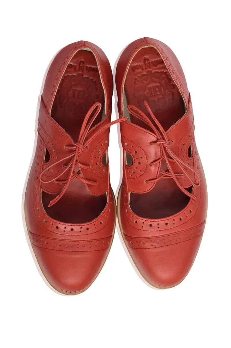 Scandinavia Leather Oxfords in Vintage Red