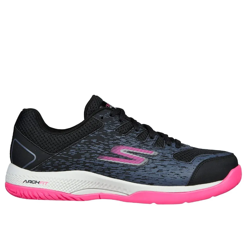 SKECHERS Women's Viper Court Pickleball Tennis Shoe (Black/Pink)