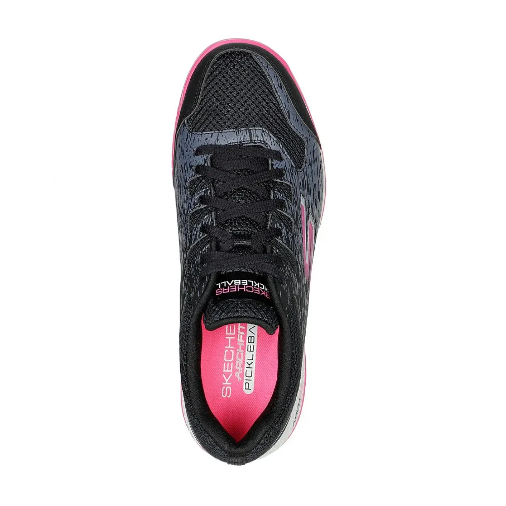 SKECHERS Women's Viper Court Pickleball Tennis Shoe (Black/Pink)