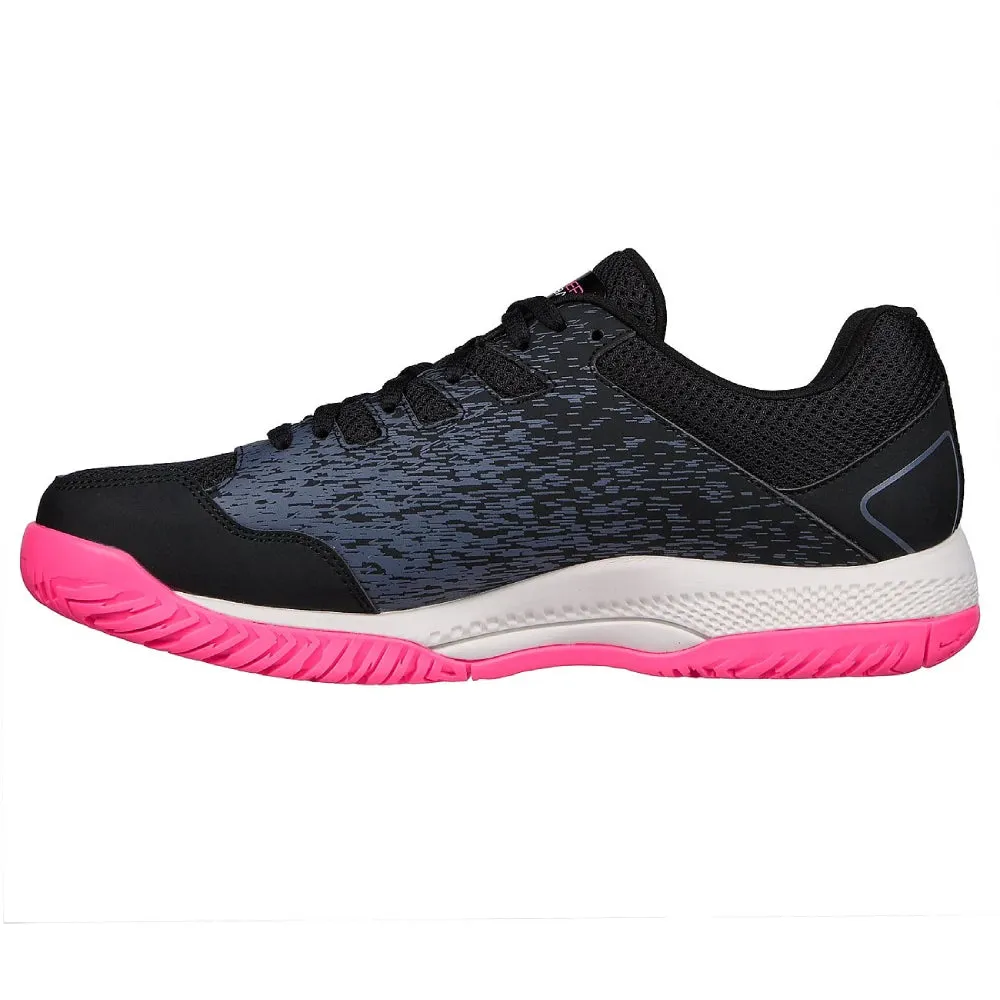 SKECHERS Women's Viper Court Pickleball Tennis Shoe (Black/Pink)