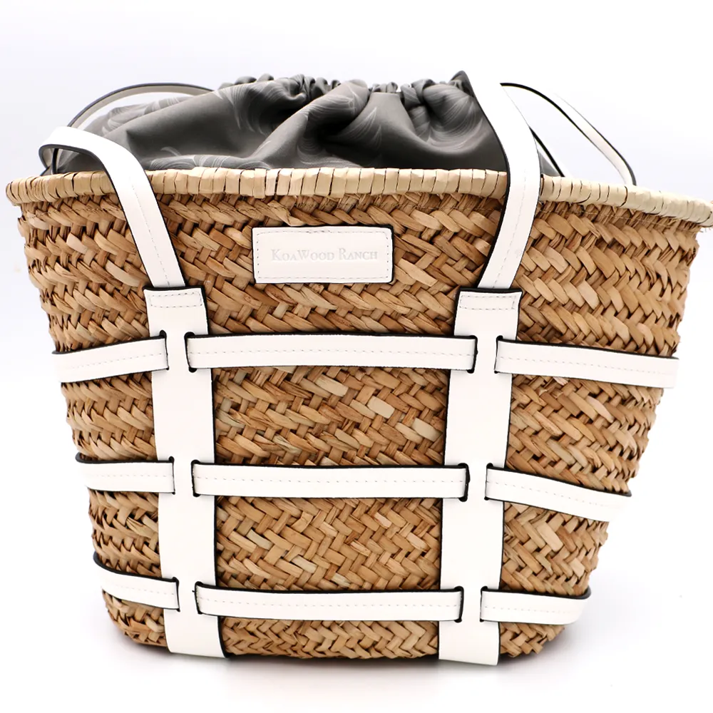 Straw Cage Tote  - White