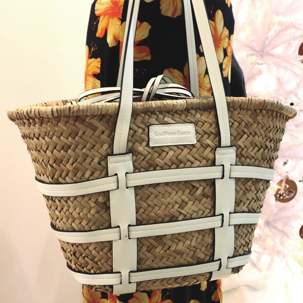 Straw Cage Tote  - White