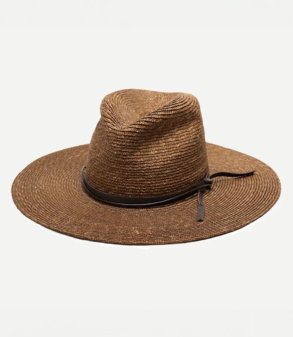 Straw Hat With Leather Tie