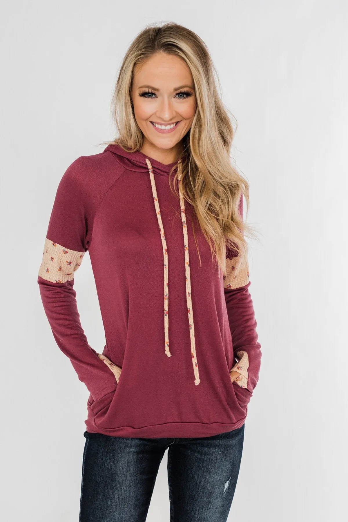 Sweet To Me Drawstring Hoodie- Berry