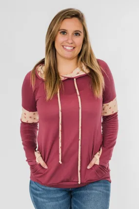 Sweet To Me Drawstring Hoodie- Berry