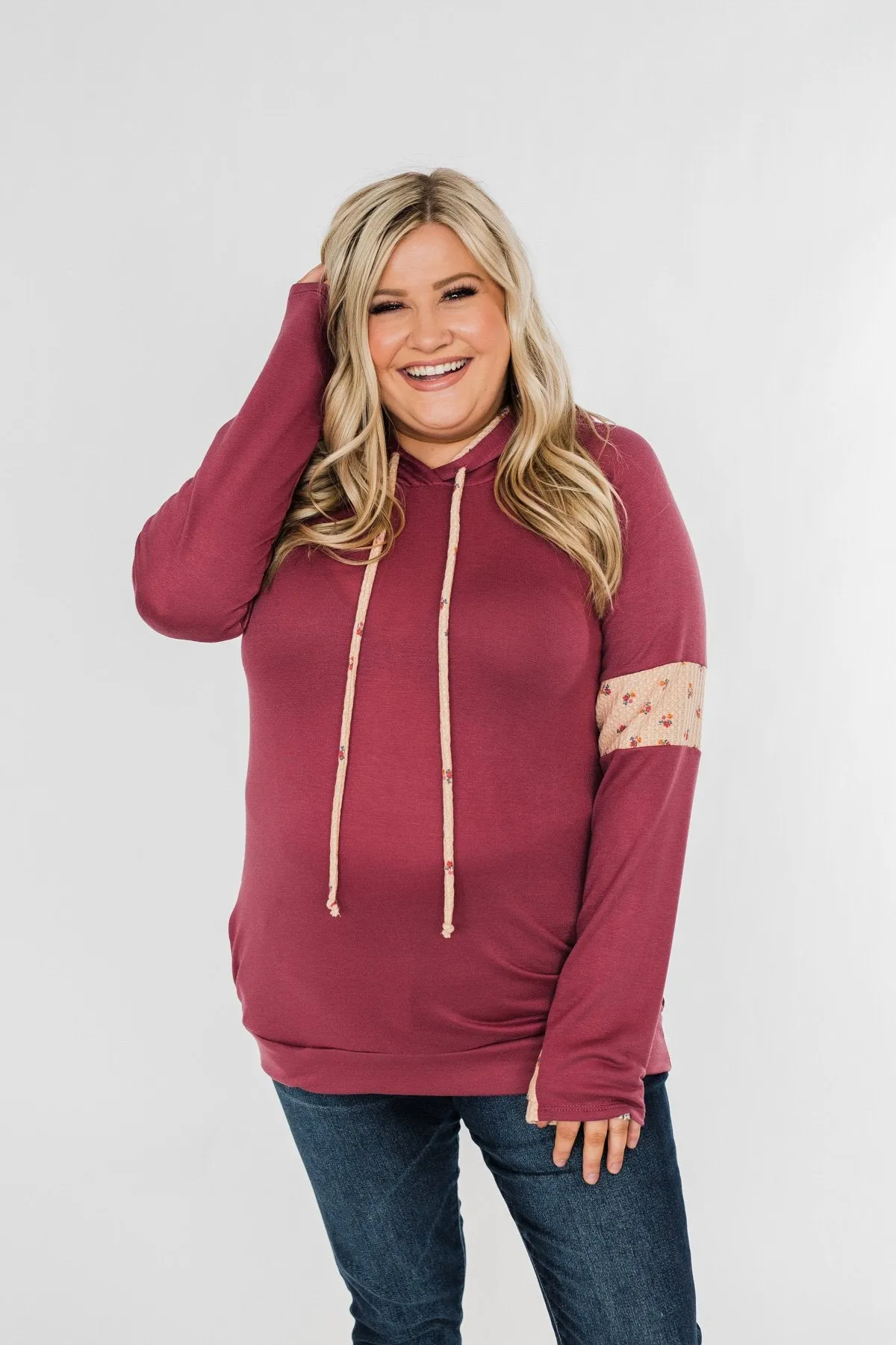 Sweet To Me Drawstring Hoodie- Berry