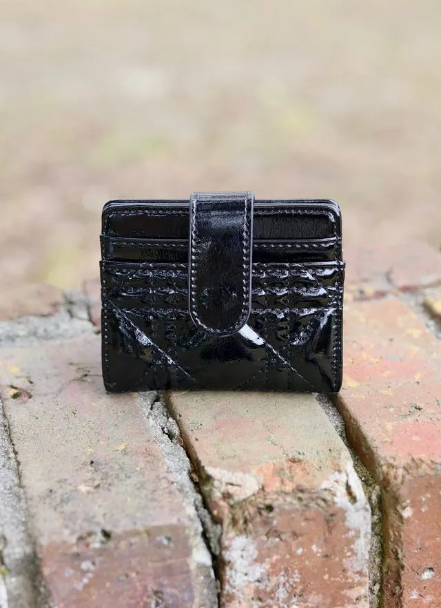 Tate Card Holder Wallet Black Patent LQ