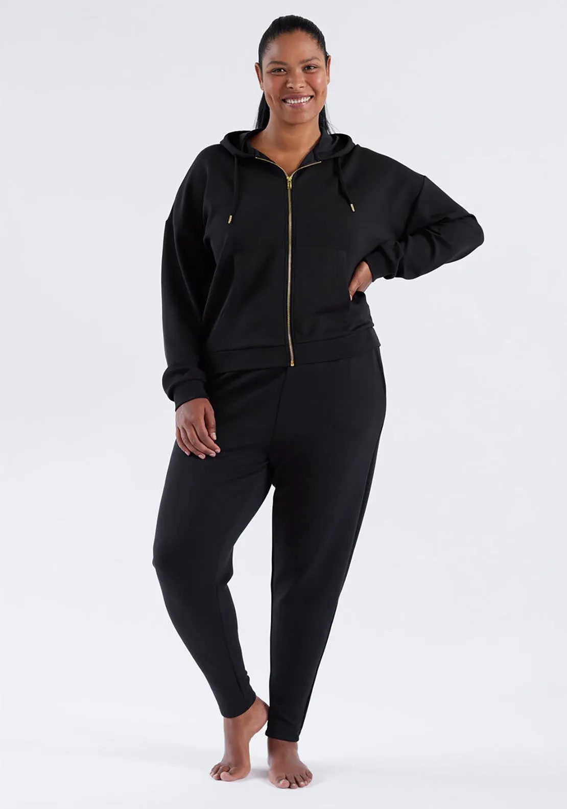 Tiamo Womens Hoodie Full Zip - Black