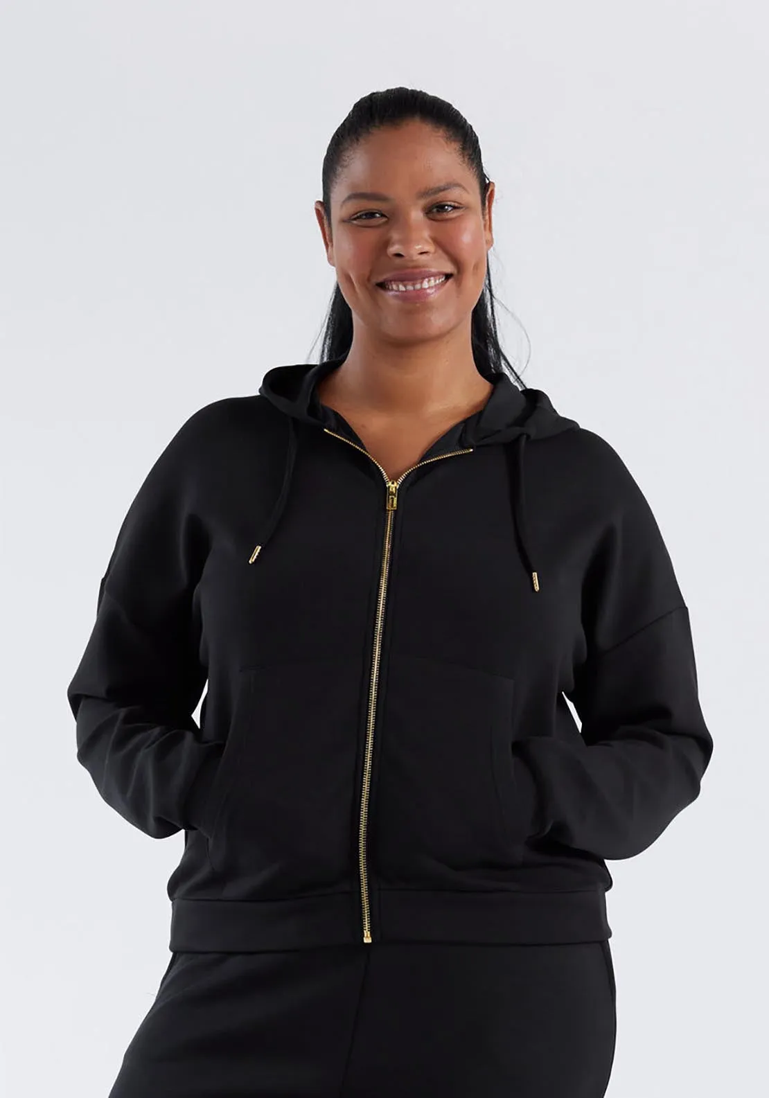 Tiamo Womens Hoodie Full Zip - Black