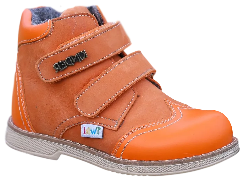 Twiki Orthopedic Boots TW-318-6 Orange Autumn Winter Outdoor Shoes Two Fasteners Baby Toddler Kids Boys Girls