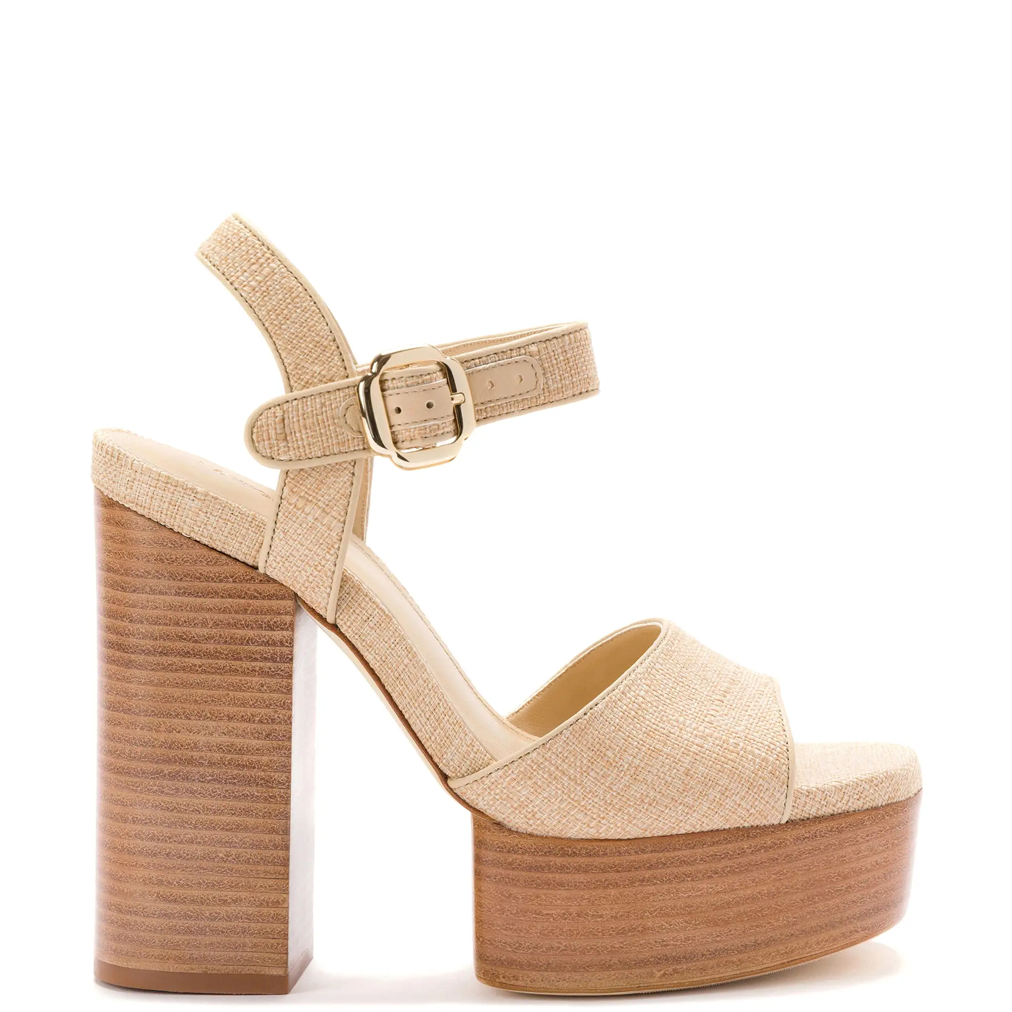 Vanessa Platform Sandal In Beige Raffia