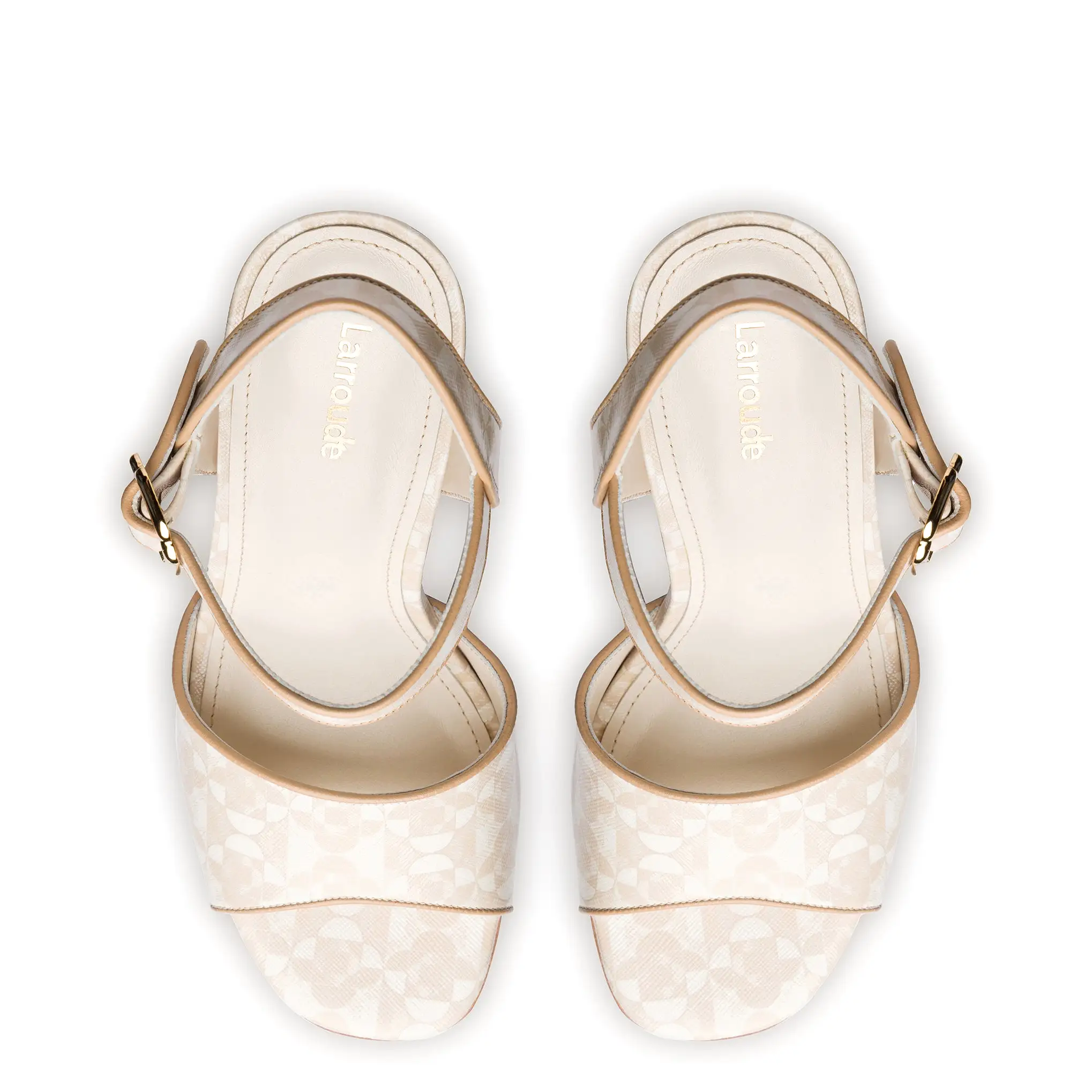 Vanessa Platform Sandal In Dual Printed Beige Saffiano Leather