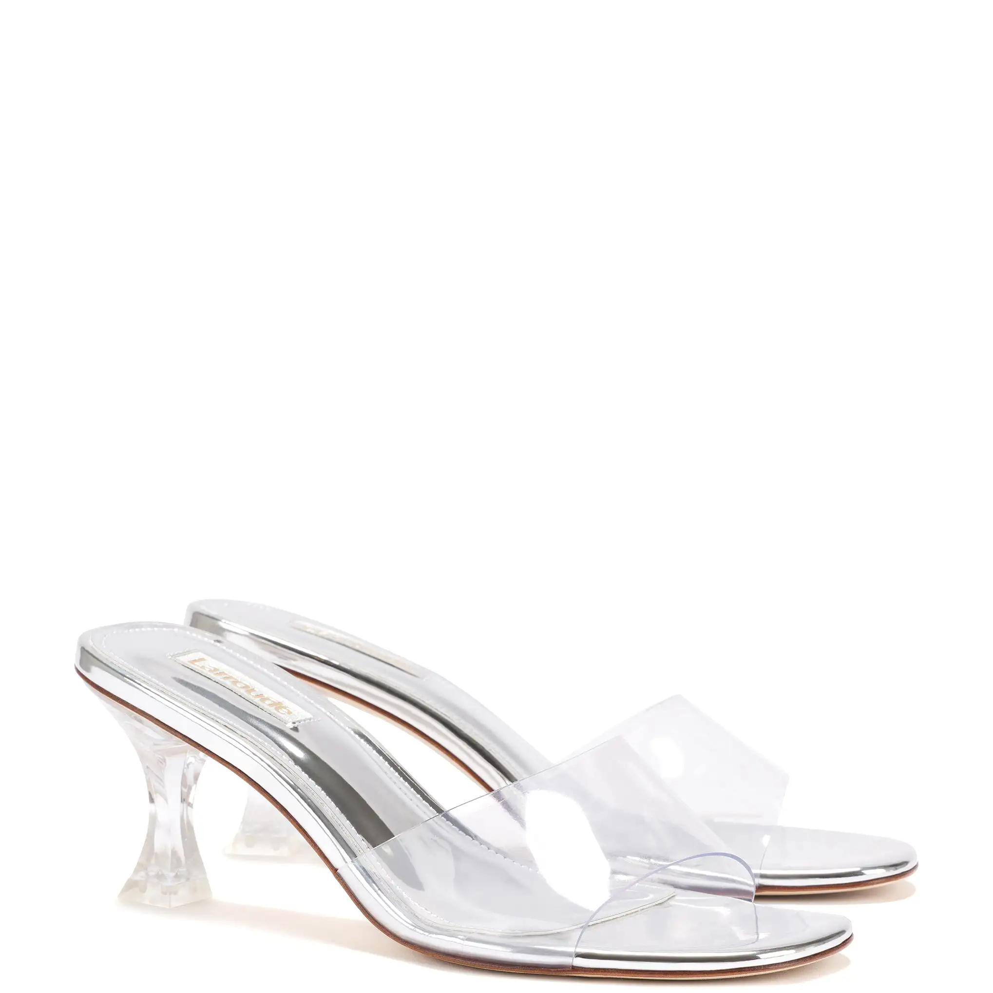 Vivi Lucite Hi Mule In Silver Specchio