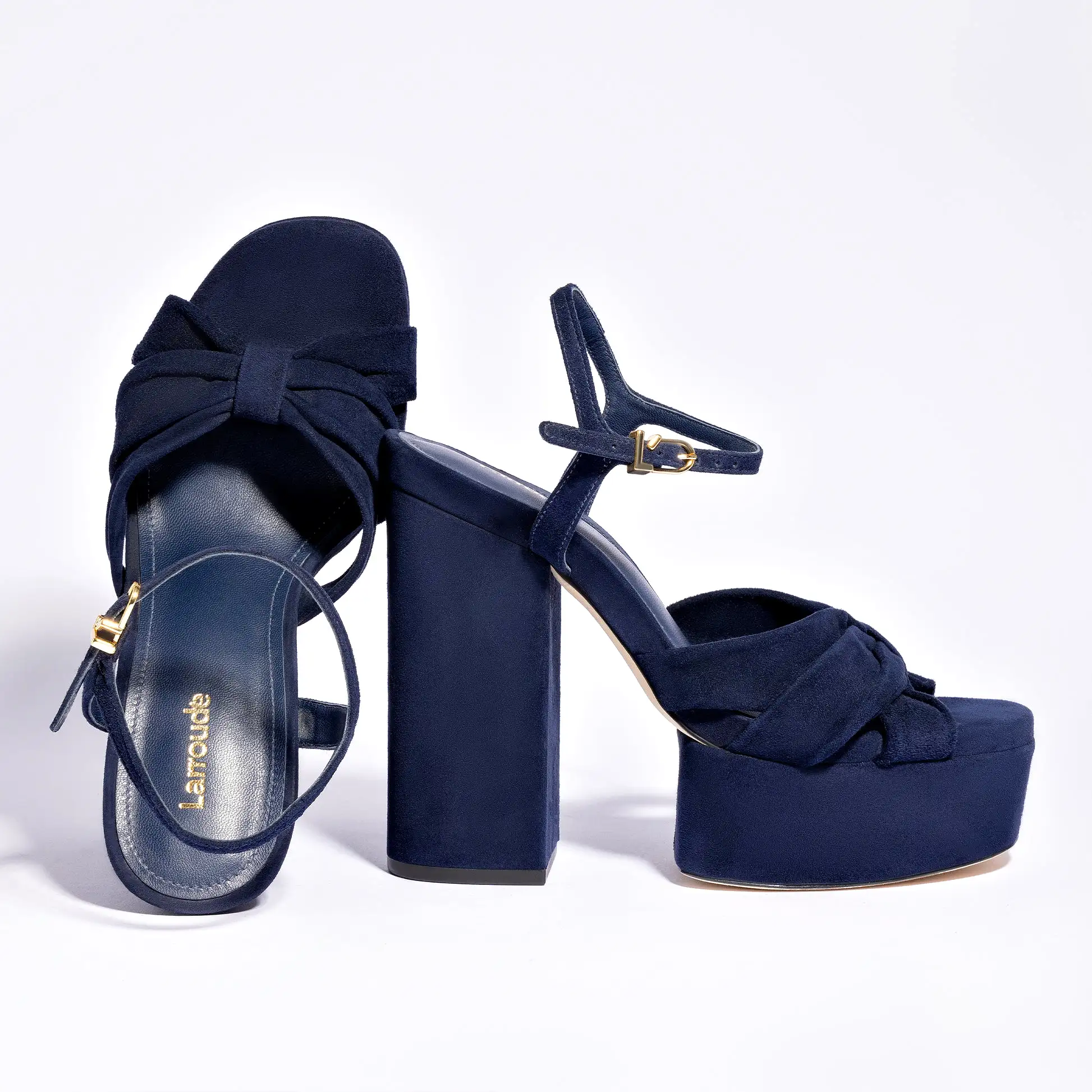 Vivienne Platform Sandal In Navy Suede