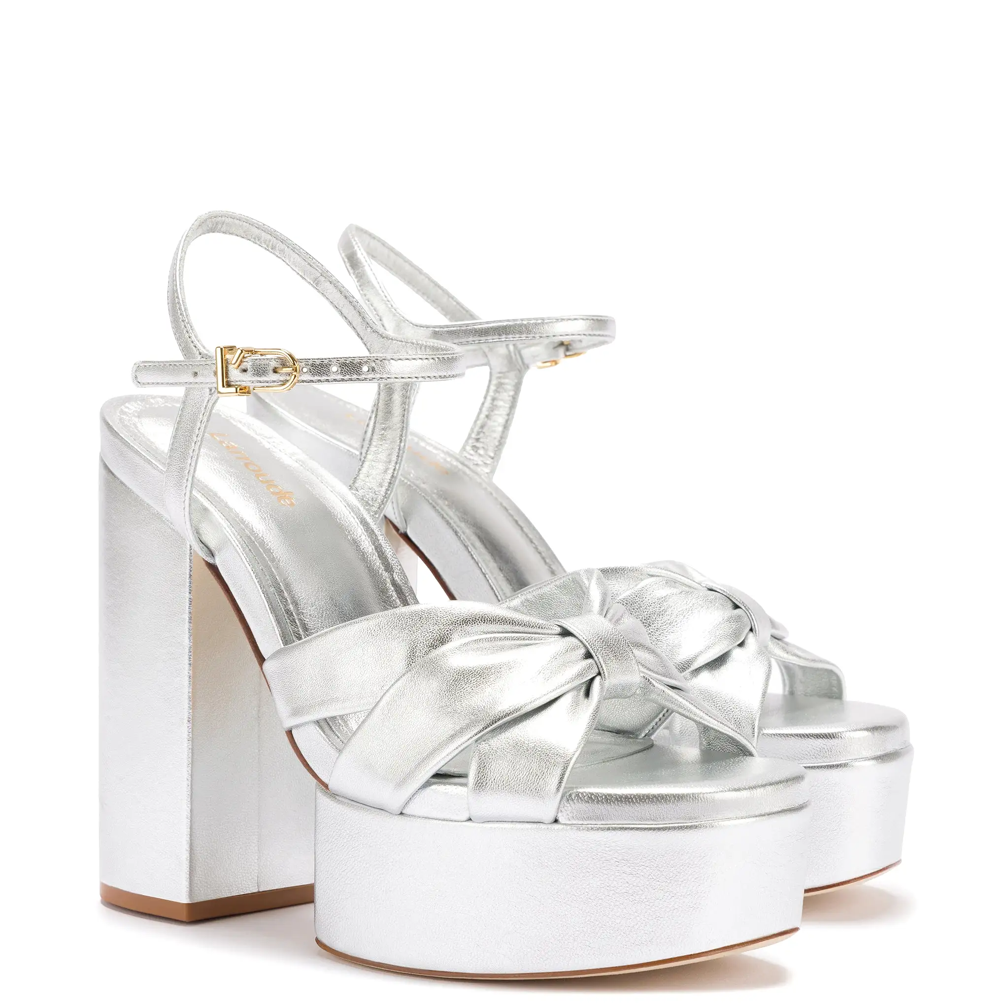 Vivienne Platform Sandal In Silver Metallic Leather