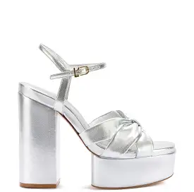 Vivienne Platform Sandal In Silver Metallic Leather