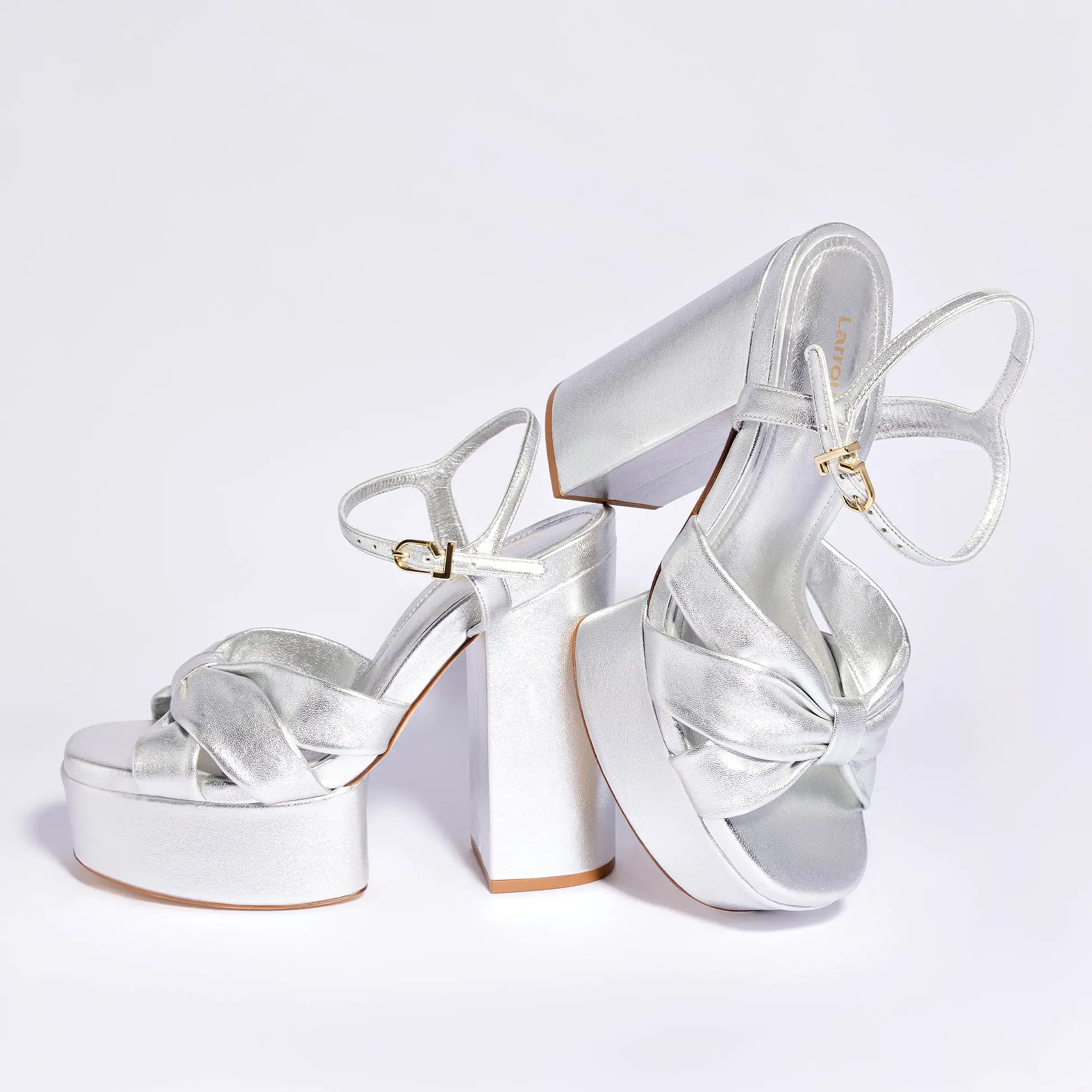 Vivienne Platform Sandal In Silver Metallic Leather