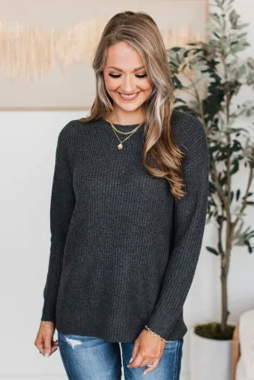 Waiting For Winter Knit Sweater- Charcoal