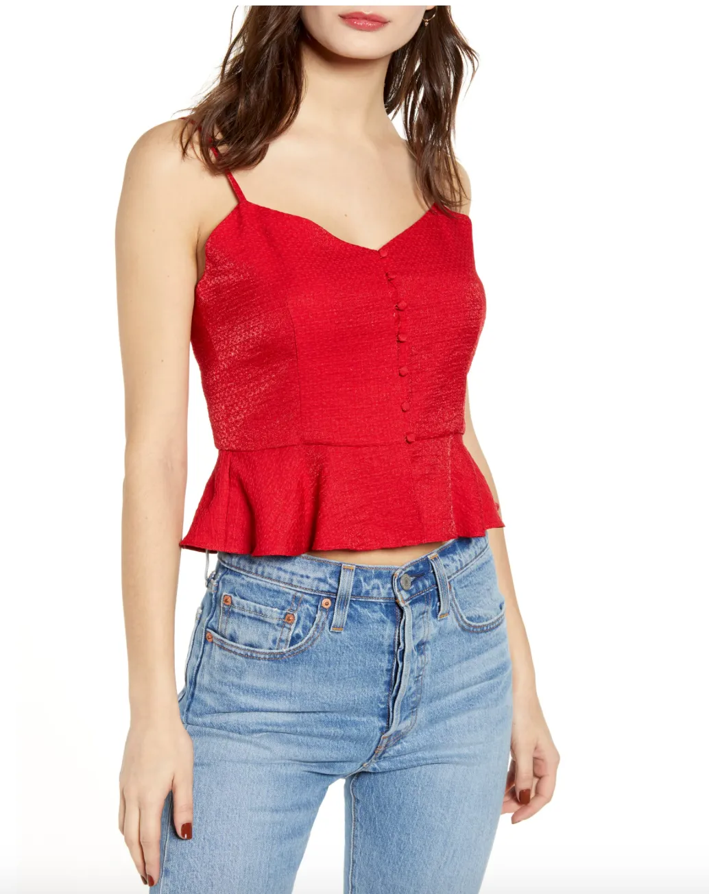 Wayf Red Peplum Top