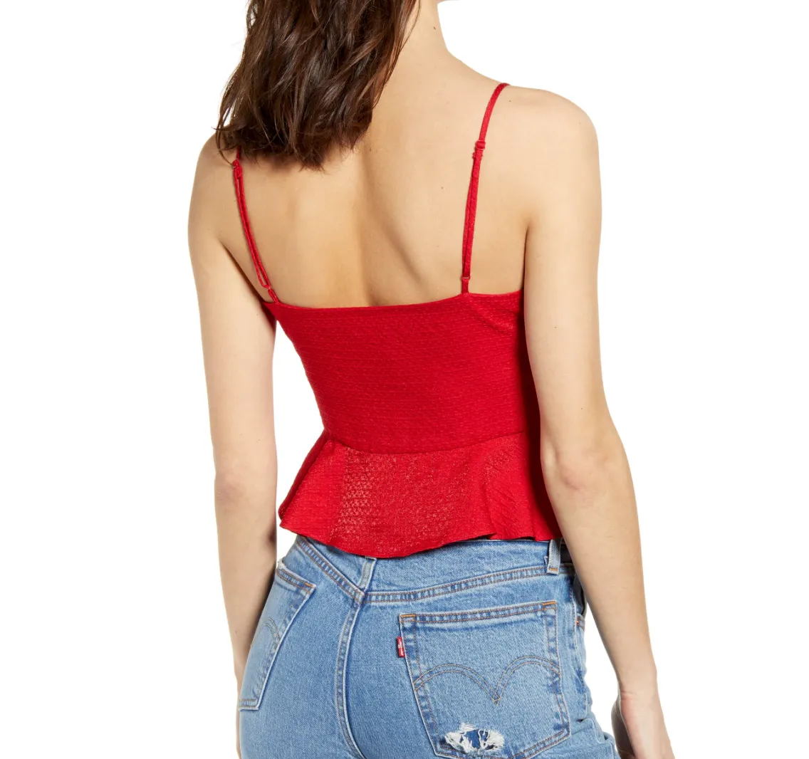 Wayf Red Peplum Top