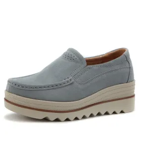 Women's Gray Concise Style Round Toe Slip-on Platform Casual Shoes