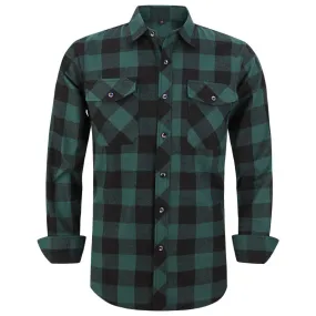 Xituodai 2022 New Men's Plaid Flannel Shirt Spring Autumn Male Regular Fit Casual Long-Sleeved Shirts For (USA SIZE S M L XL 2XL