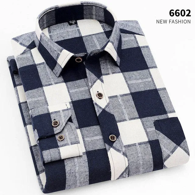 Xituodai  brand men Yellow black Plaid Brushed Long Sleeve Shirt pocket Spring casual men's shirts flannel cotton soft fit