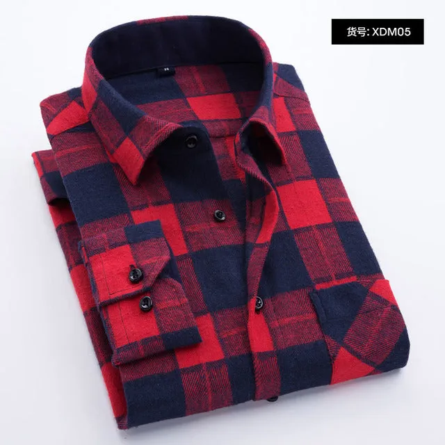 Xituodai Plaid Shirt New Autumn Winter Flannel Red Checkered Shirt Men Shirts Long Sleeve Chemise Homme Cotton Male Check Shirts